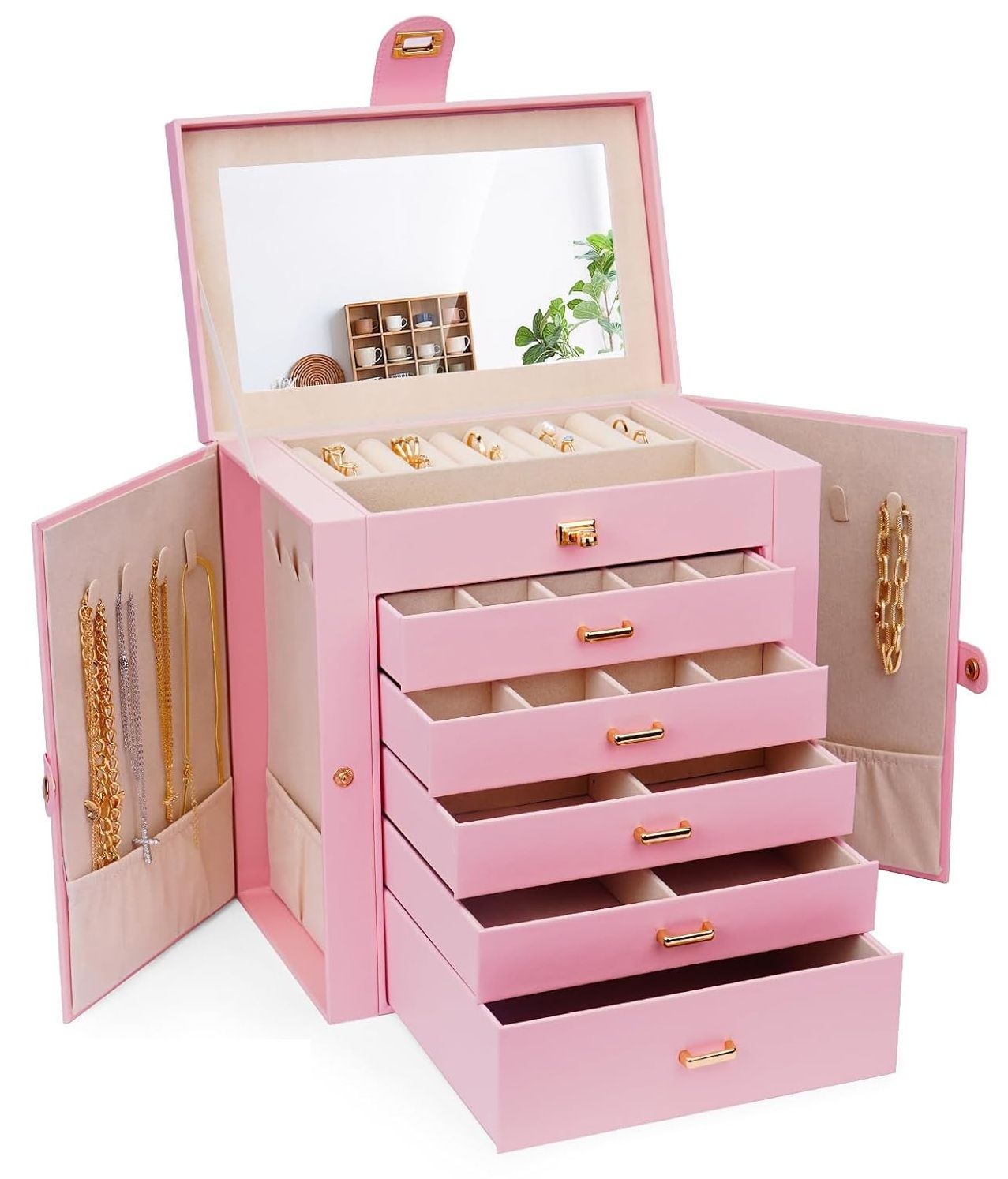 CARLA HOME 6 Layer Large Jewelry Box Pink