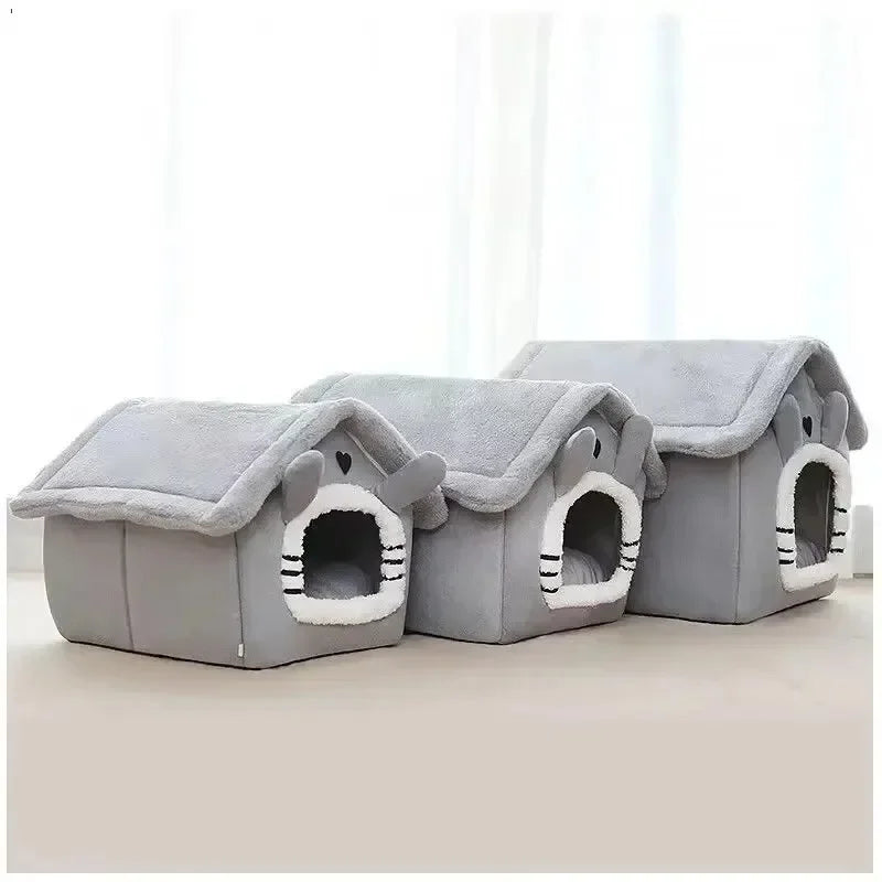 Soft Indoor Dog House and Bed Washable Grey Basic