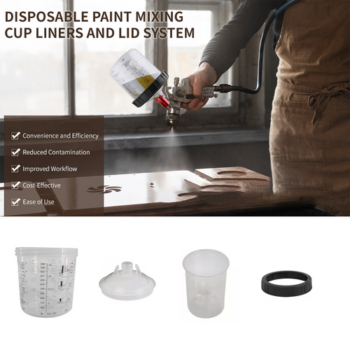 50-Set Paint Spray Gun Cup Lids & Liners Kit (600ml) - Image 5