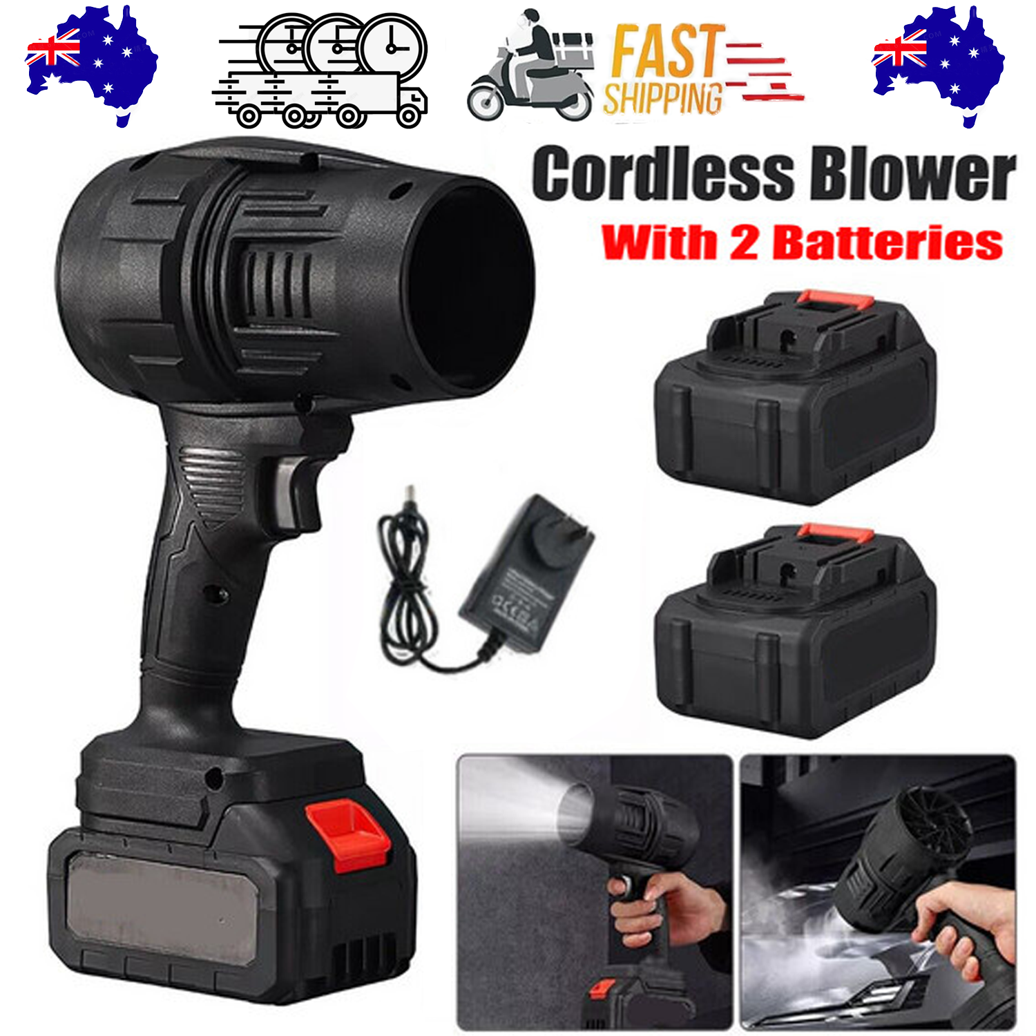 Cordless Portable Handheld Electric Brushless Turbo Jet Blower with 2 Batteries