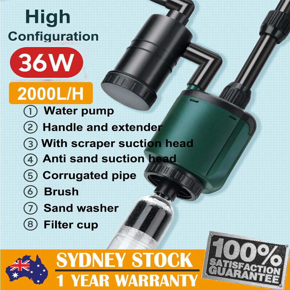 2000L/H 36W Aquarium Electric Water Changer Sand Washer AU