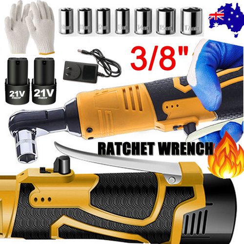 21V 3/8 Inch Electric Right Angle Ratchet Wrench 2 Battery Set