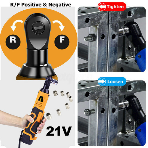 21V 3/8 Inch Electric Right Angle Ratchet Wrench 2 Battery Set - Image 4