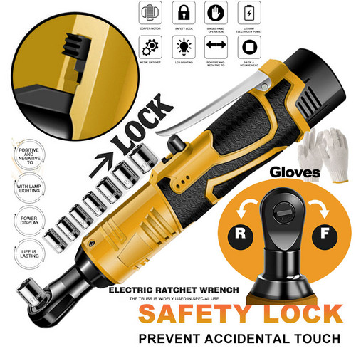 21V 3/8 Inch Electric Right Angle Ratchet Wrench 2 Battery Set - Image 5