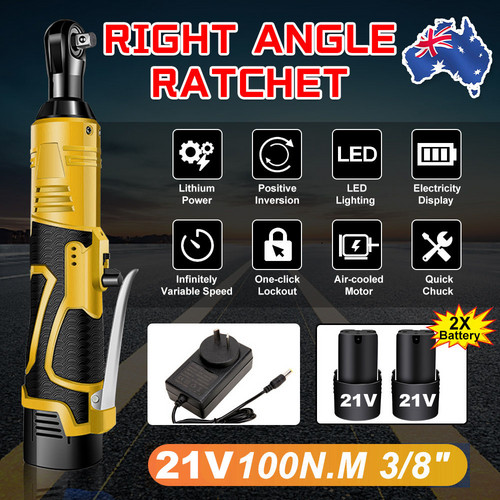 21V 3/8 Inch Electric Right Angle Ratchet Wrench 2 Battery Set - Image 7