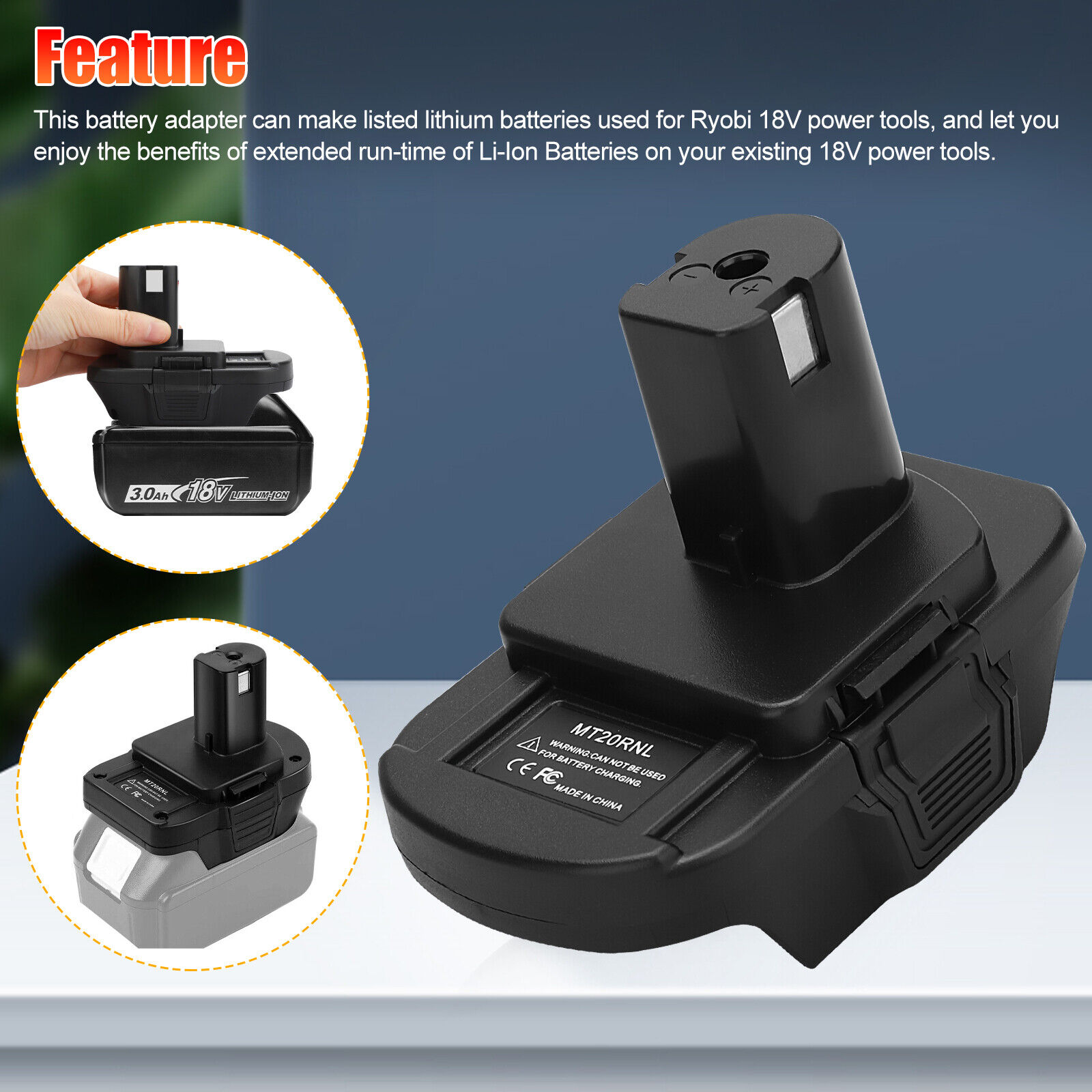 Battery Adapter MT20RNL for Makita Li-ion Batteries to Ryobi 18V Tools - Image 8
