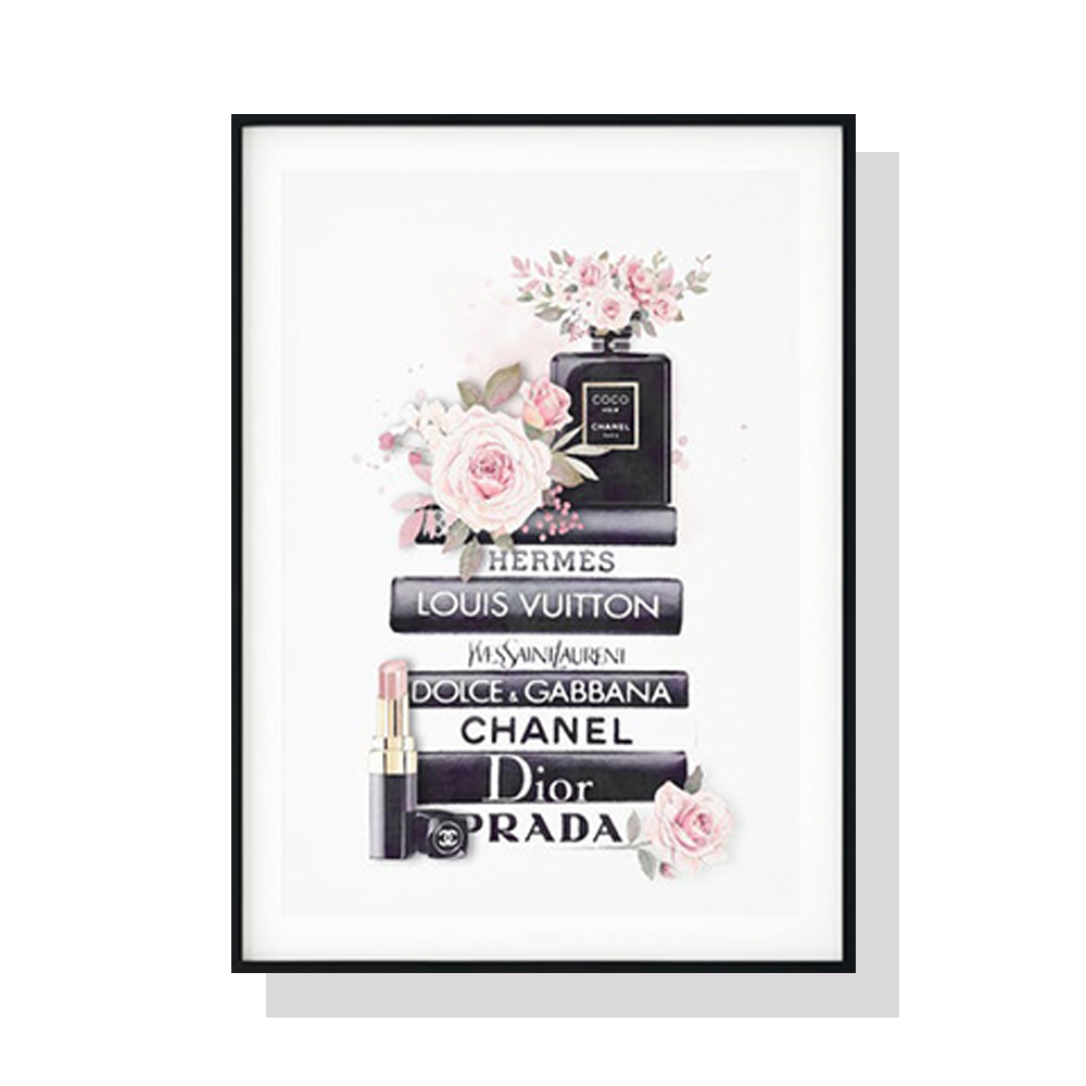 Wall Art Fashion Book Canvas 50x70cm (Black Frame)