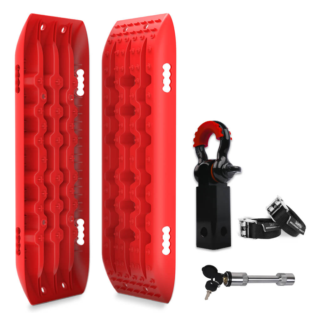 X-BULL 5T Hitch Receiver with 2-Piece Recovery Tracks Red