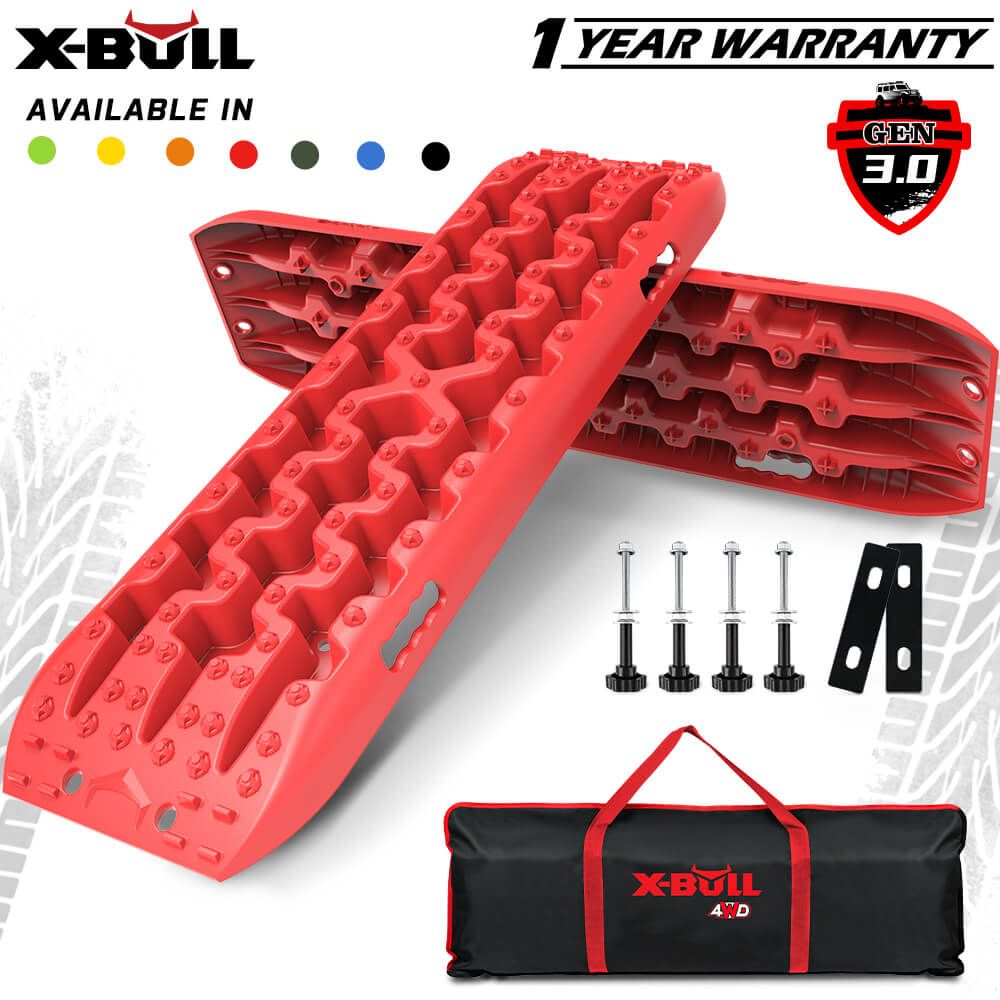 X-BULL 2-Piece Recovery Tracks with Mounting Bolts Red