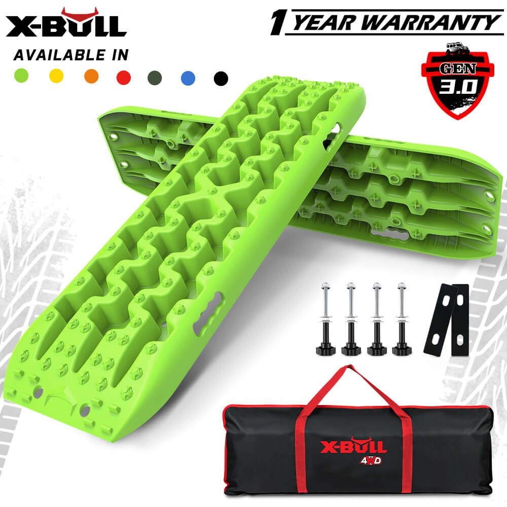 X-BULL 2-Piece Recovery Tracks with Mounting Bolts Green