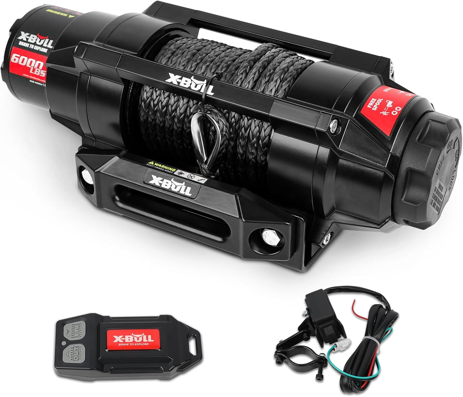 X-BULL 6000lbs 12V Electric Winch Synthetic Rope Trailer ATV