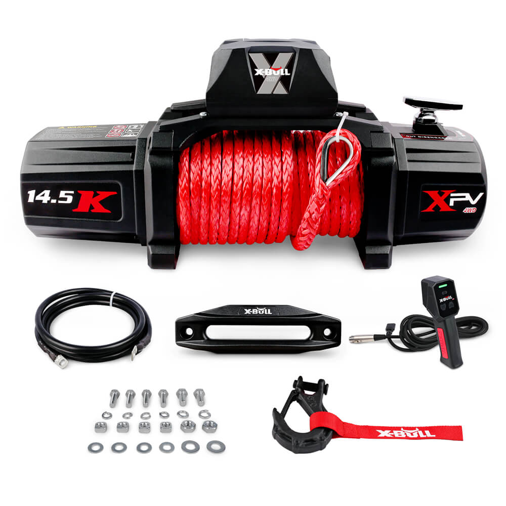 X-BULL 12V 14500LBS Electric Winch with Recovery Tracks Red - Image 2