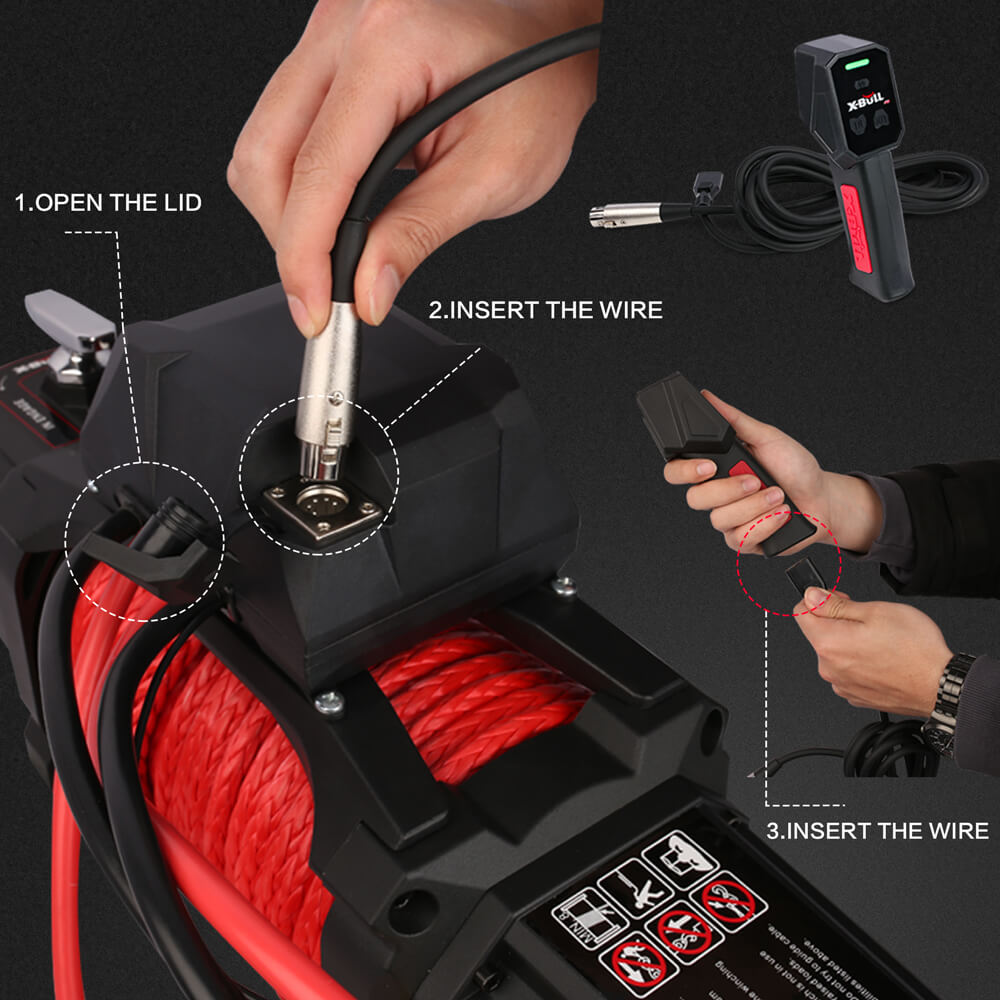 X-BULL 12V 14500LBS Electric Winch with Recovery Tracks Red - Image 6