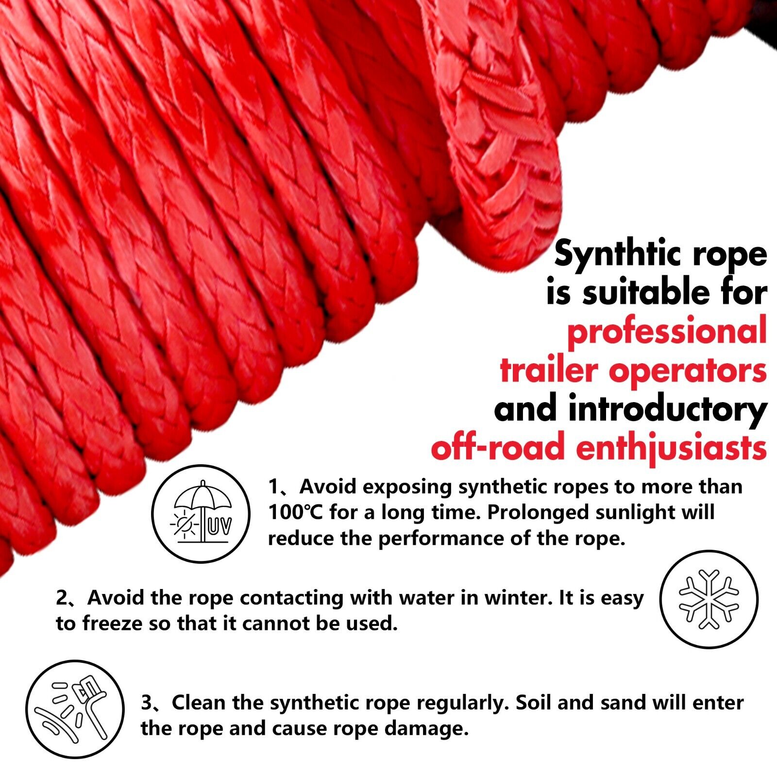 X-BULL 12V 14500LBS Electric Winch with Recovery Tracks Red - Image 8