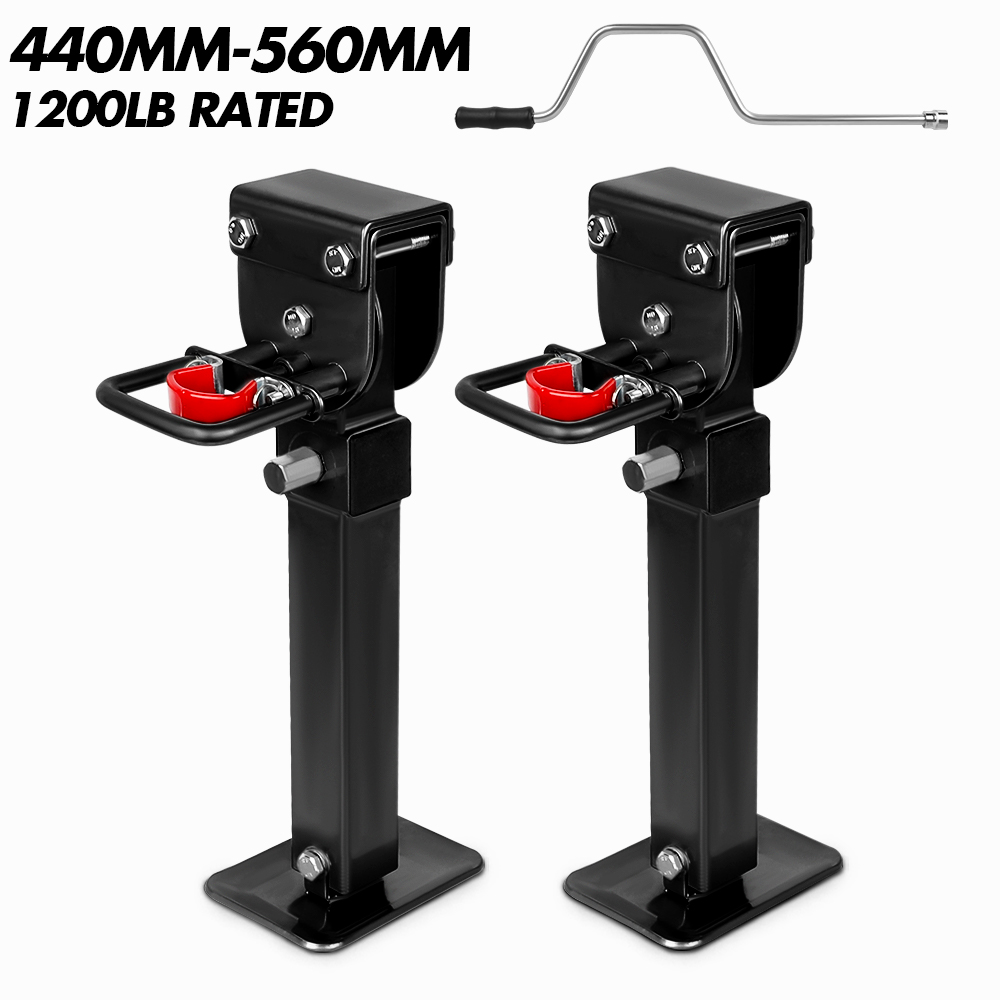 X-BULL 440-560mm Drop Down Steel Trailer Caravan Corner Legs Black