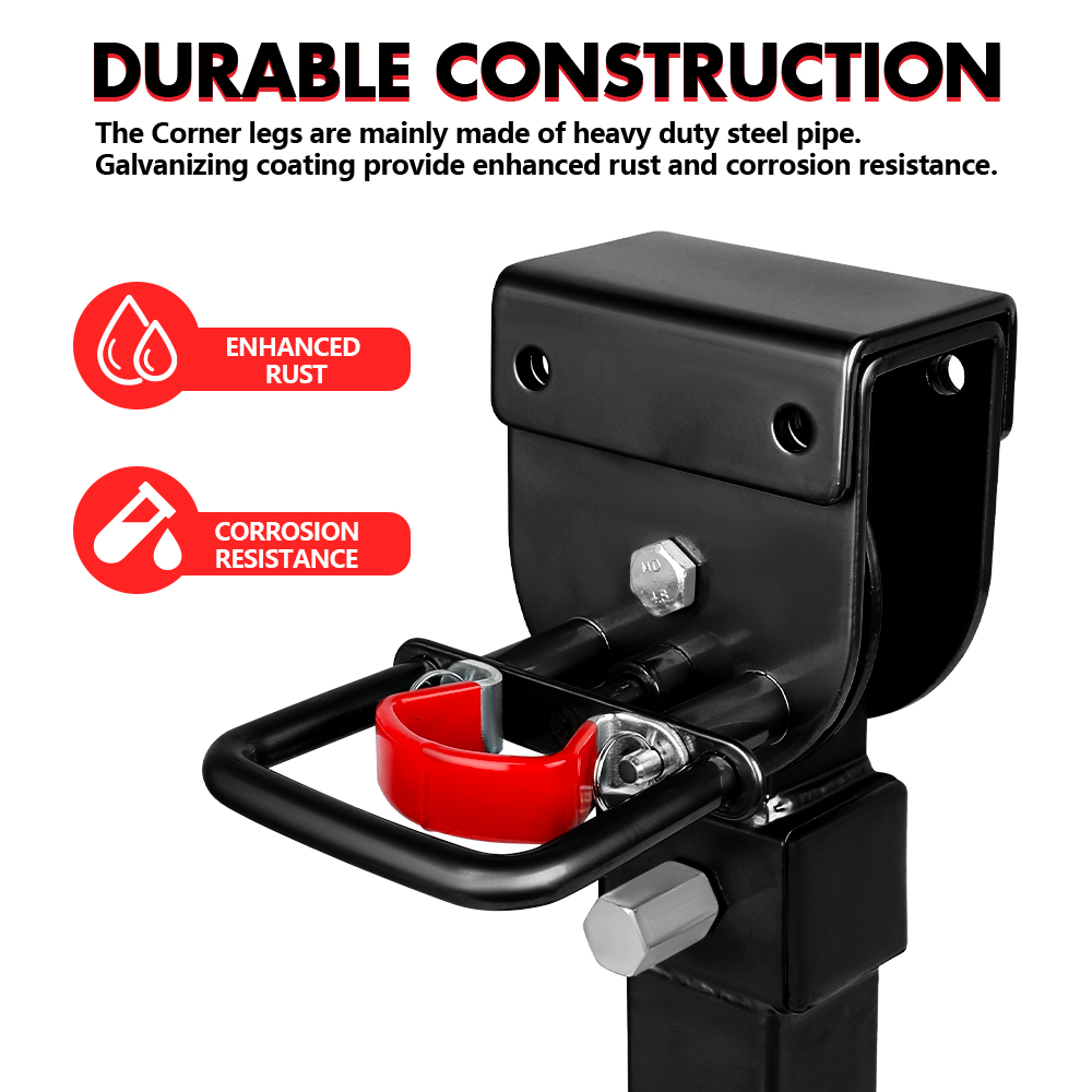 X-BULL 440-560mm Drop Down Steel Trailer Caravan Corner Legs Black - Image 4