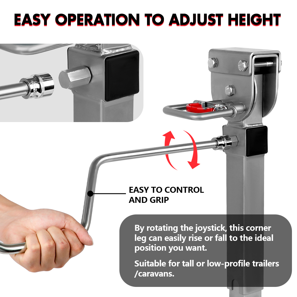 X-BULL 4-Pack 440mm Drop Down Corner Legs Steadies with Steel Feet for Caravan - Image 7