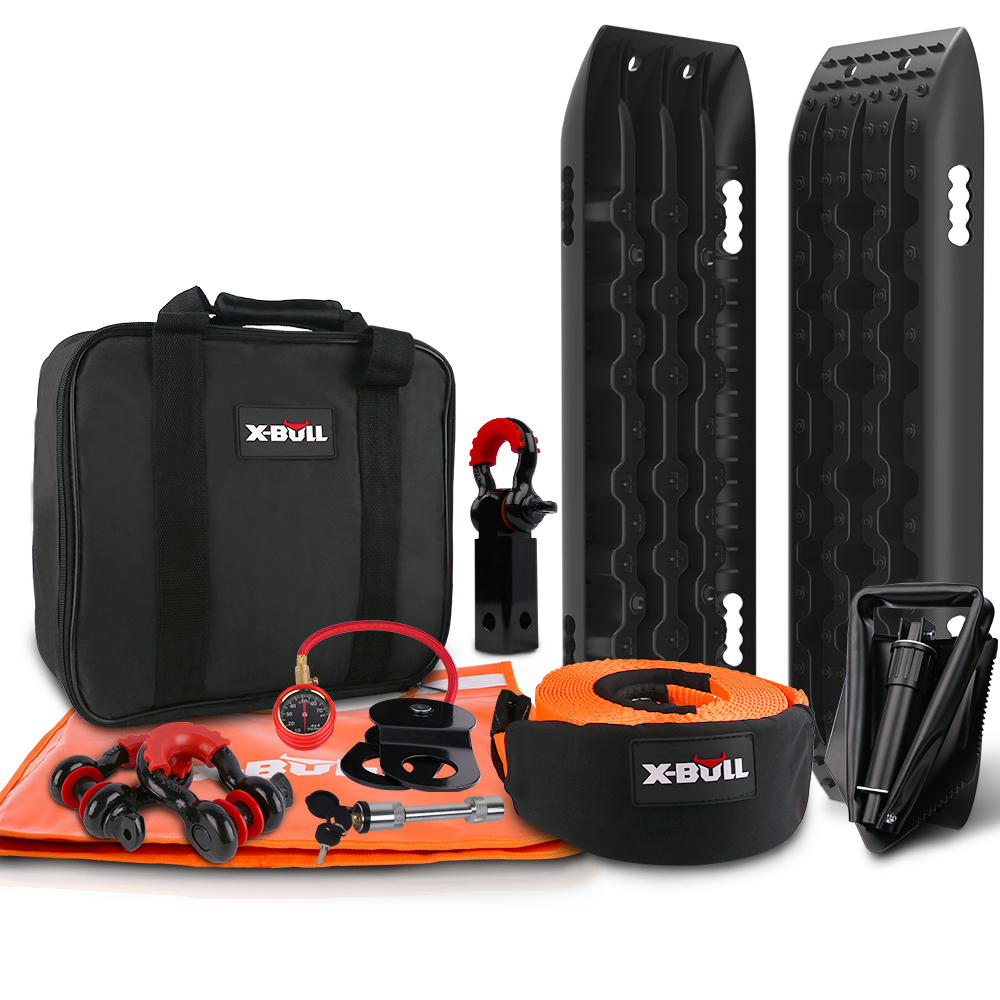 X-BULL 13-Piece 4WD Winch Recovery Kit with Tracks and Snatch Strap