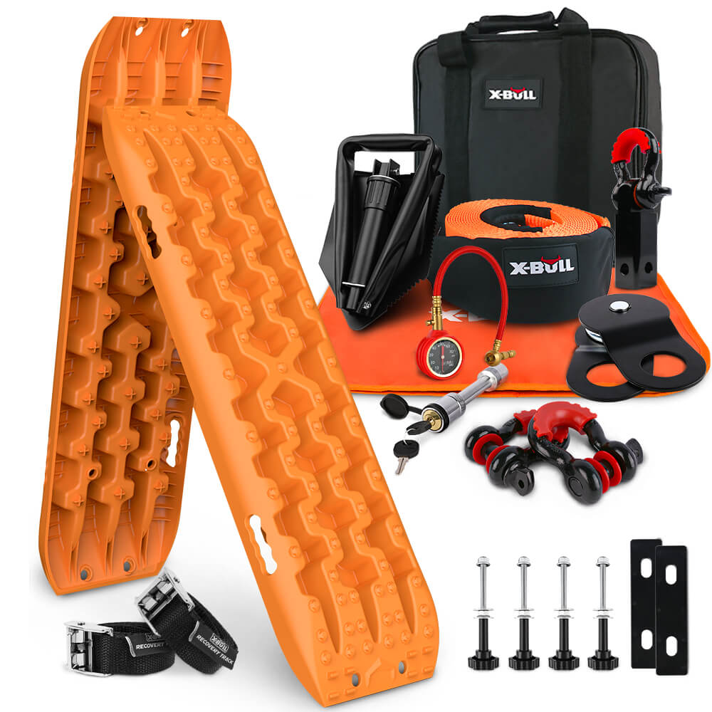 X-BULL Gen 3.0 Winch Recovery Kit - 2x Track Boards, Mounting Pins, Snatch Strap