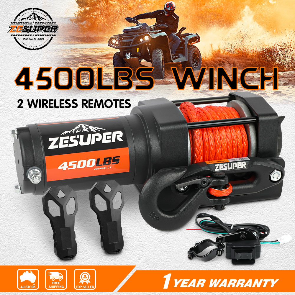 ZESUPER 4500lbs 12V Wireless Portable Electric Winch for ATV, UTV & Boats