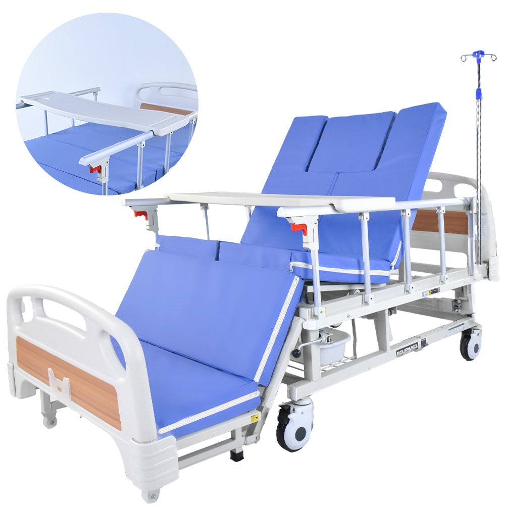 EQUIPMED 7 Function Medical Bed with Mattress and Table