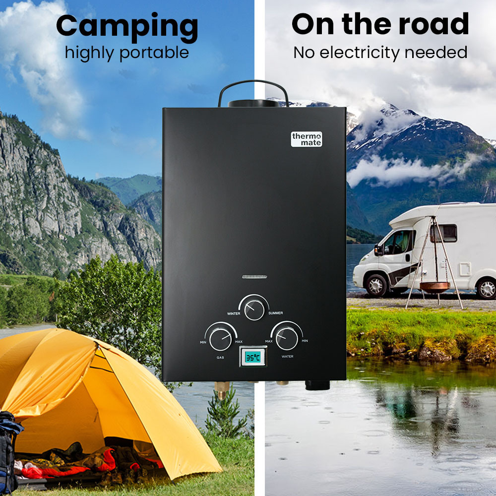 Thermomate Portable Gas Outdoor Camping Hot Water Heater System - Black - Image 3