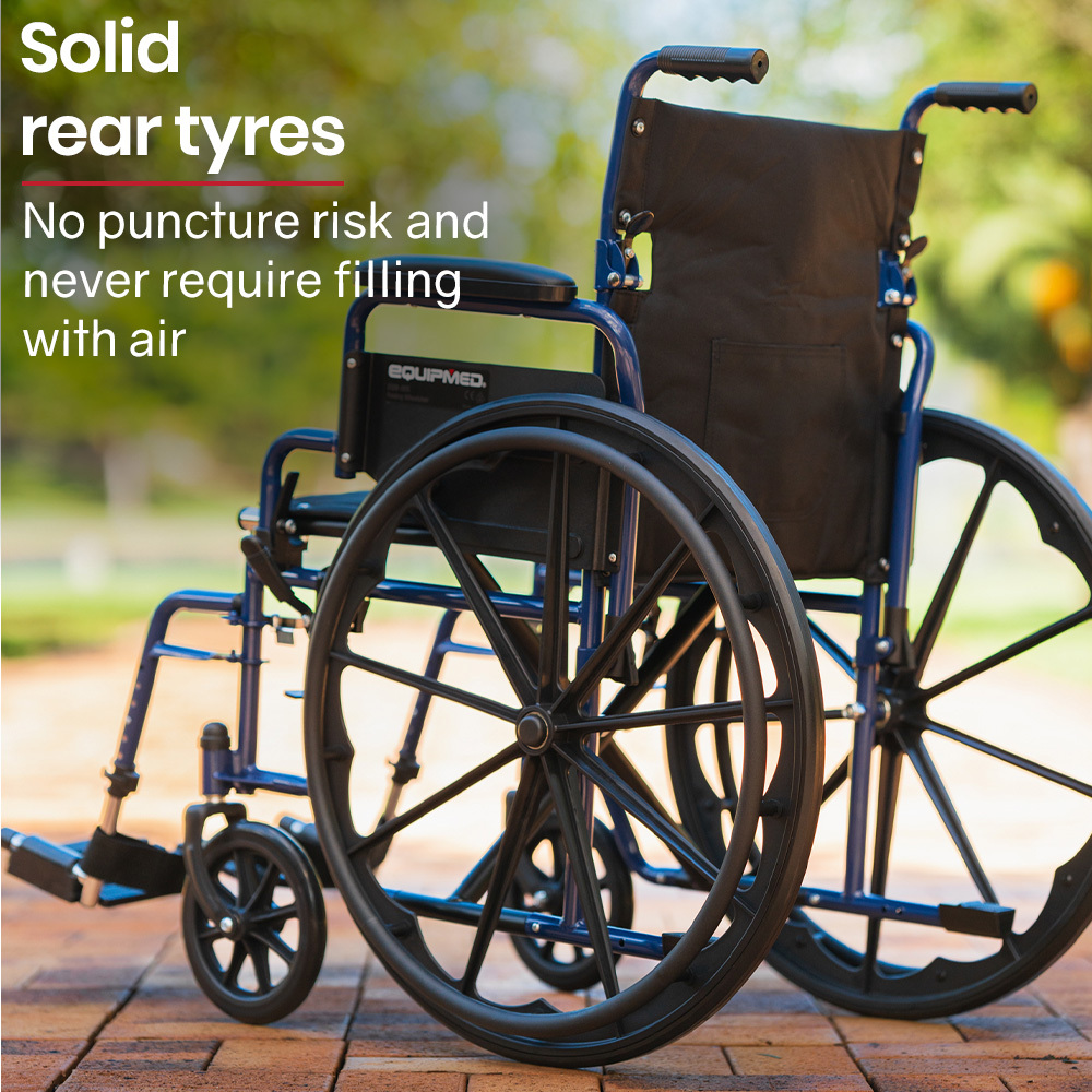 EQUIPMED 24 Inch Folding Lightweight Wheelchair Blue - Image 8