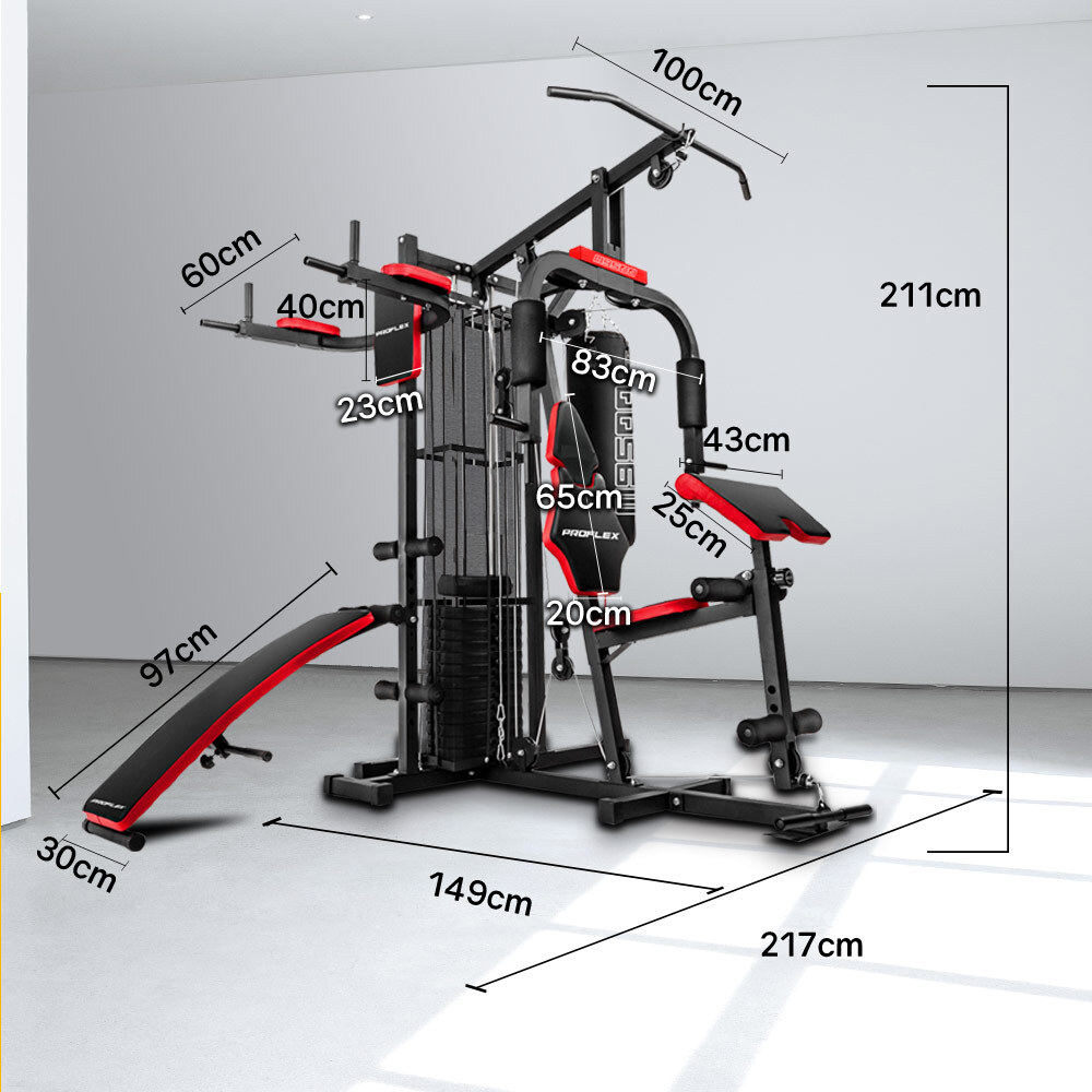 PROFLEX Home Gym Exercise Machine Fitness Equipment Weight Bench Press Set 148lbs - Image 2