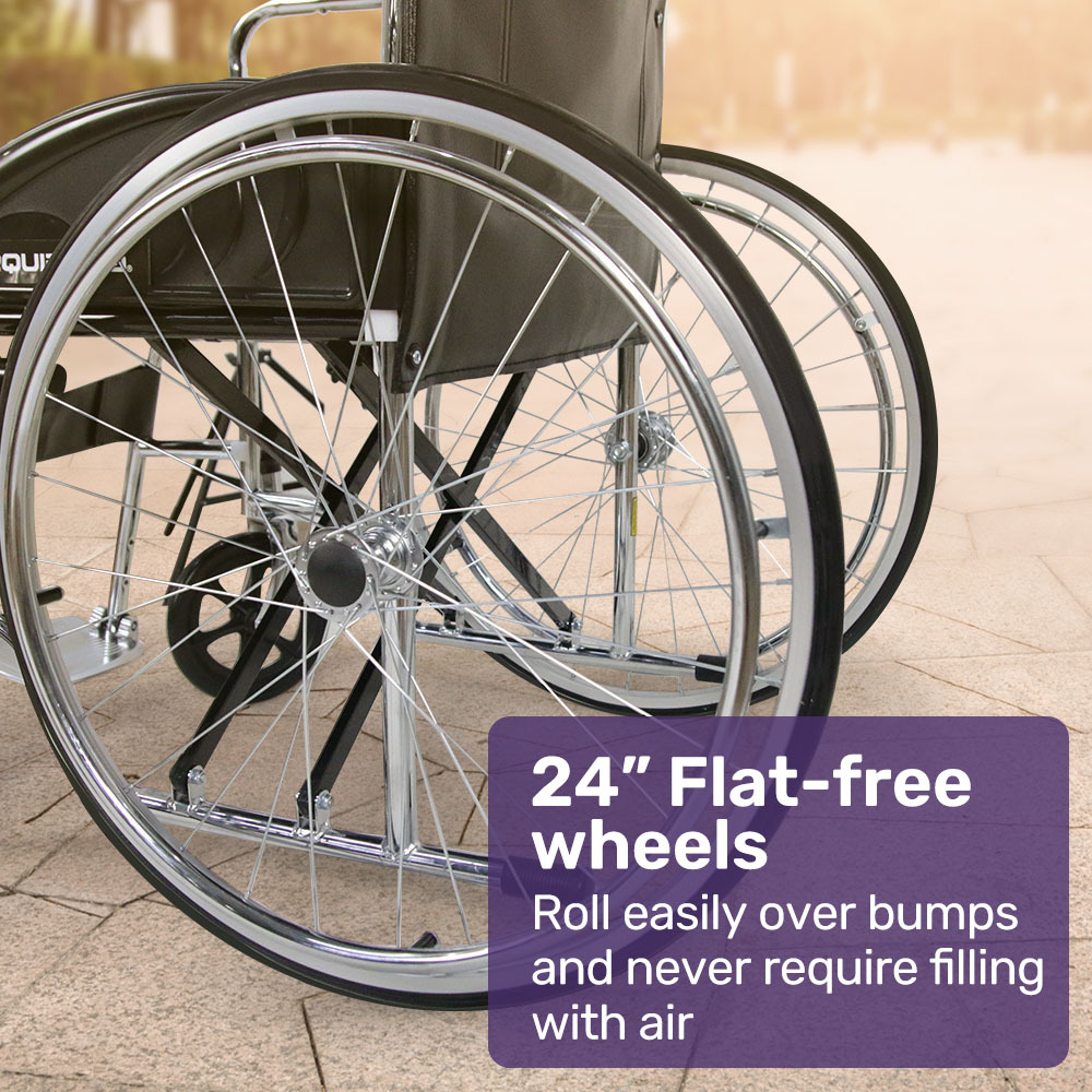 Equipmed Folding Manual Self Propelled Wheelchair 24-Inch - Chrome Steel - Image 8