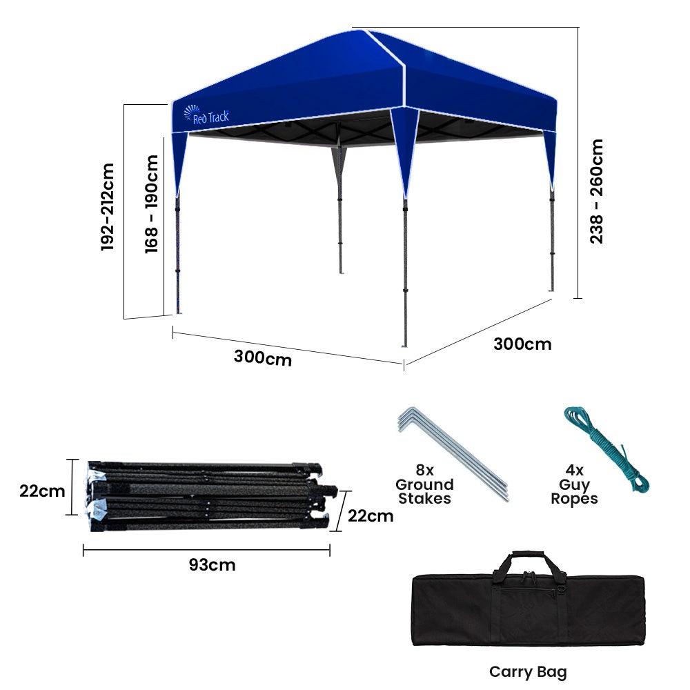 RED TRACK 3x3m Ultra Compact Folding Popup Gazebo - Navy Blue - Image 8