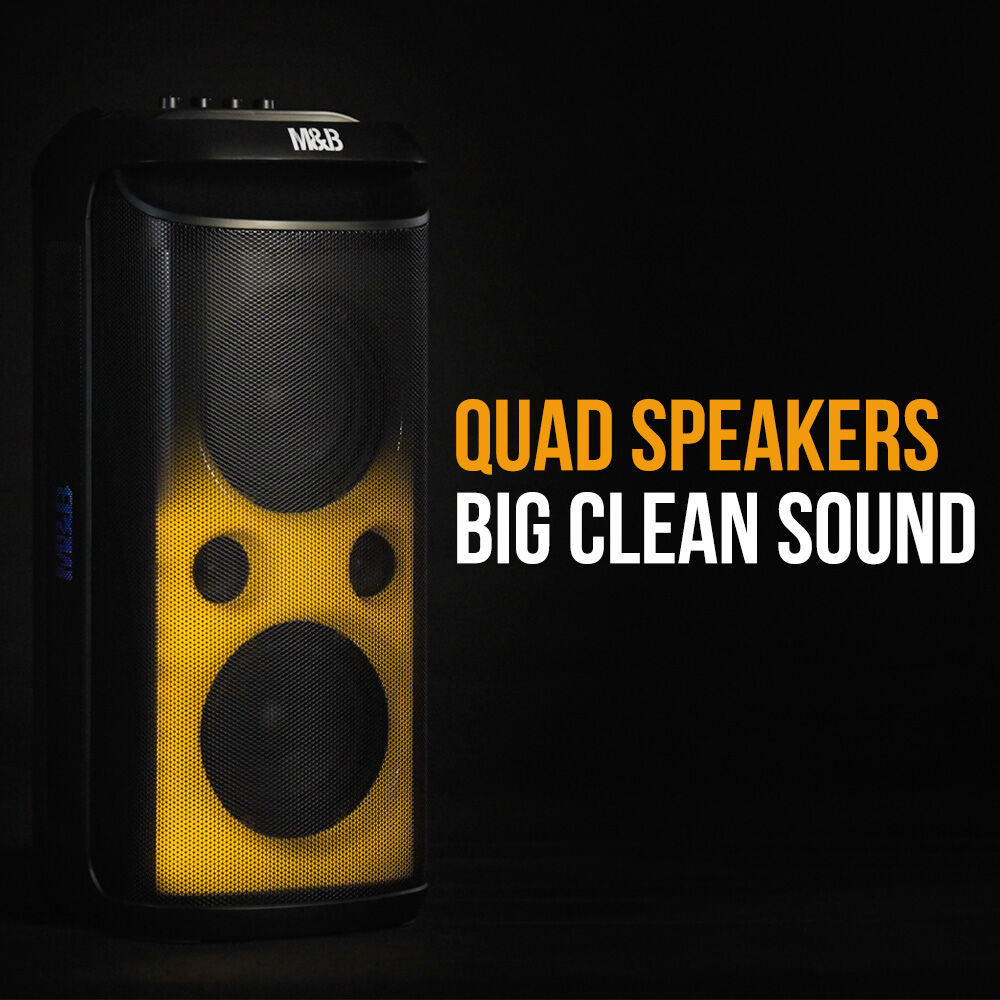 M&B 120W IPX4 Portable Bluetooth Party Speaker with Karaoke Mic - Image 3