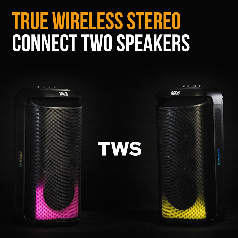 M&B 120W IPX4 Portable Bluetooth Party Speaker with Karaoke Mic - Image 9