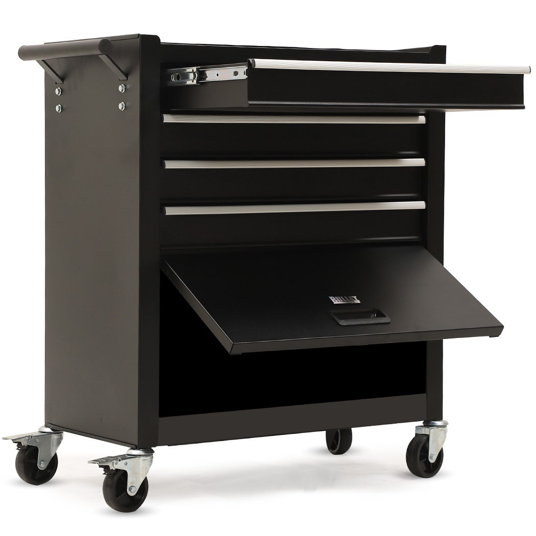 Bullet Pro 4-Drawer Tool Box Trolley Cabinet Set - Black