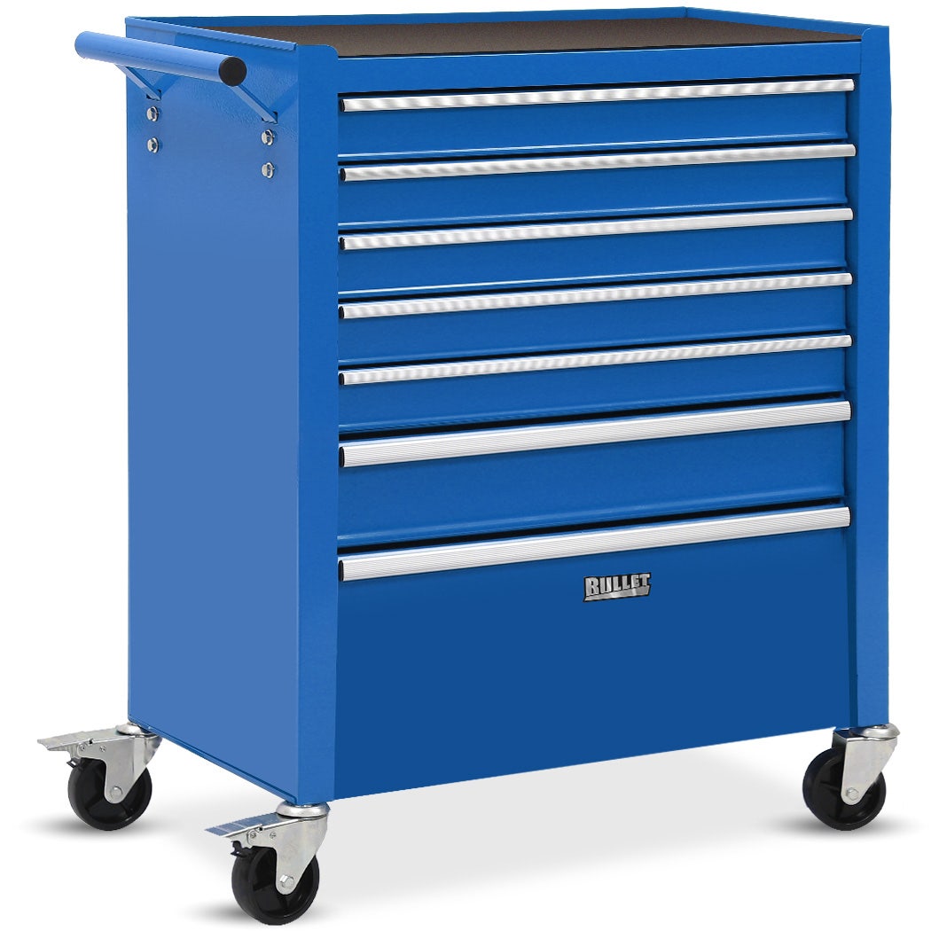 Bullet Pro 7-Drawer Tool Box Cabinet Trolley Set - Blue