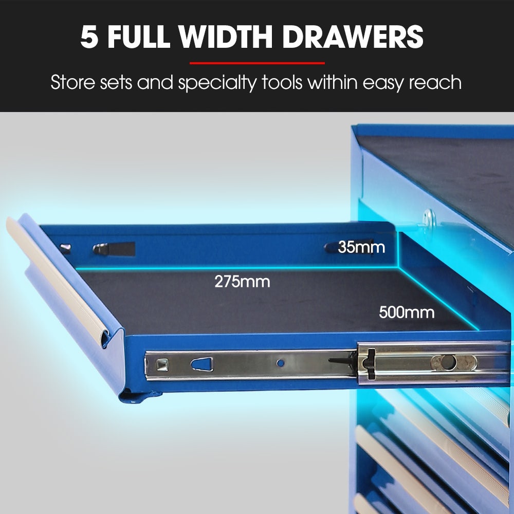 Bullet Pro 7-Drawer Tool Box Cabinet Trolley Set - Blue - Image 4