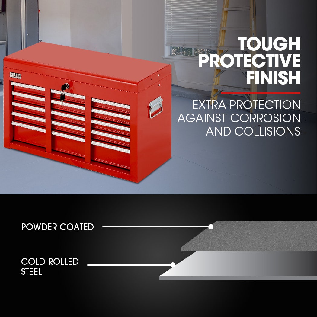 Bullet Pro 9-Drawer Mechanic Tool Chest Cabinet Set - Red - Image 2