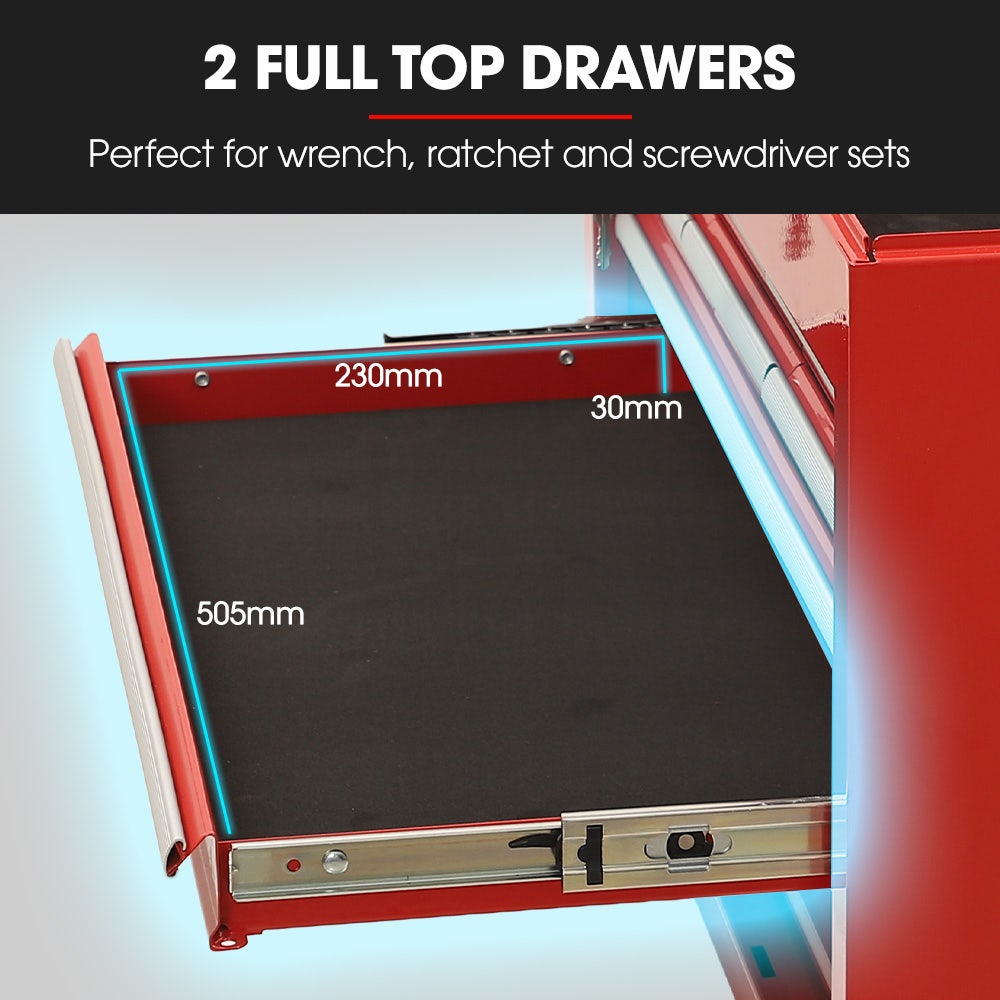 Bullet Pro 9-Drawer Mechanic Tool Chest Cabinet Set - Red - Image 5