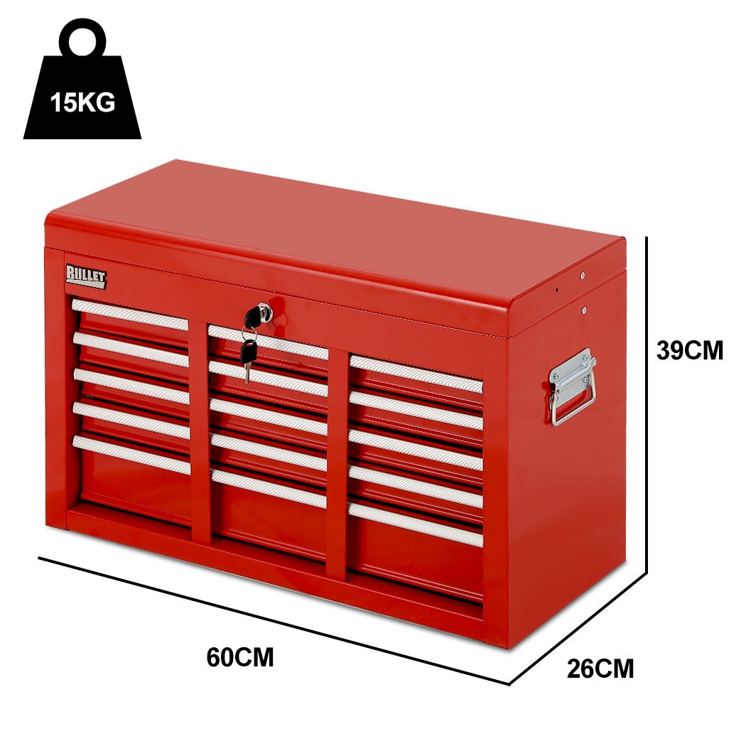 Bullet Pro 9-Drawer Mechanic Tool Chest Cabinet Set - Red - Image 10