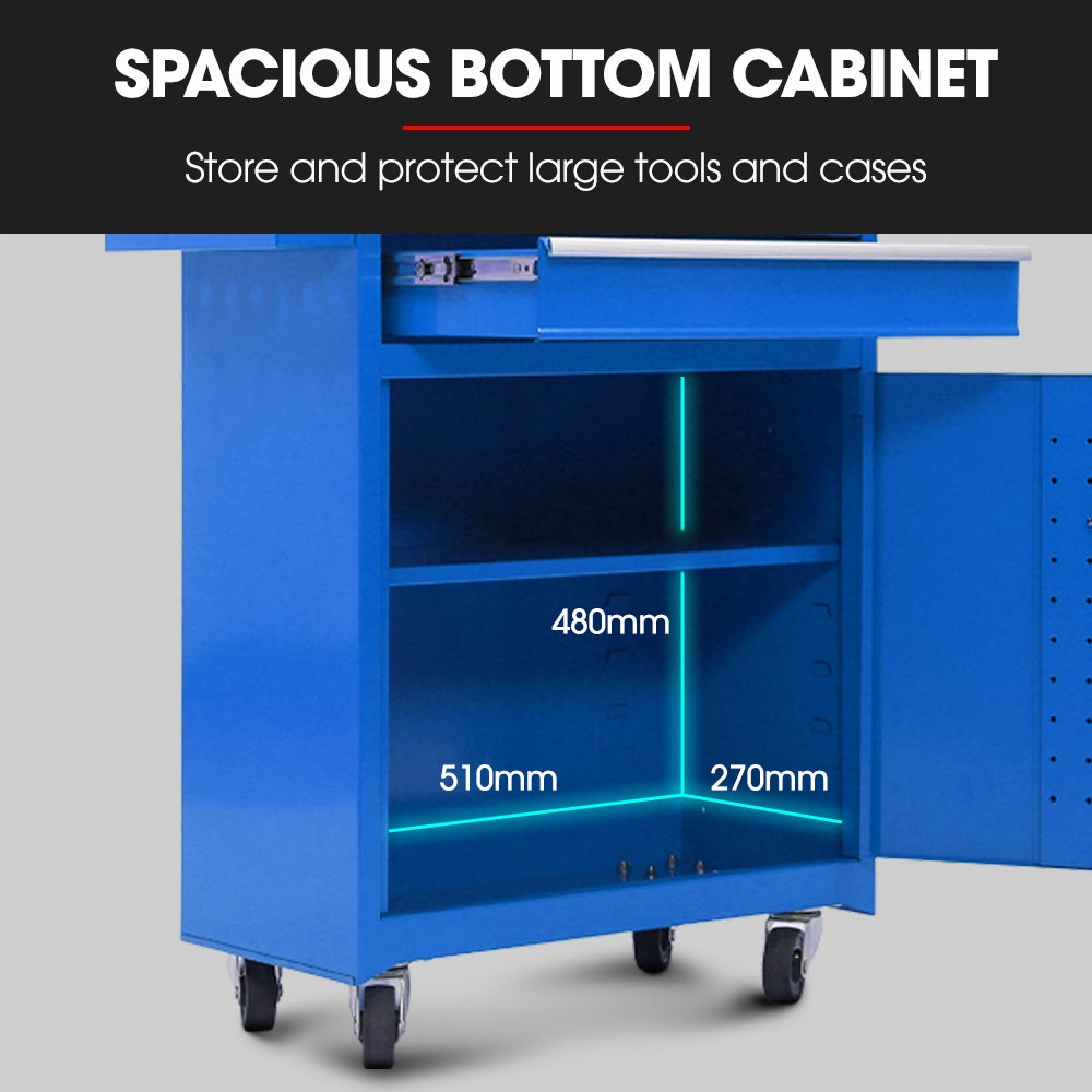 Bullet Pro 5-Drawer Tool Box Cabinet Storage Set - Blue - Image 6