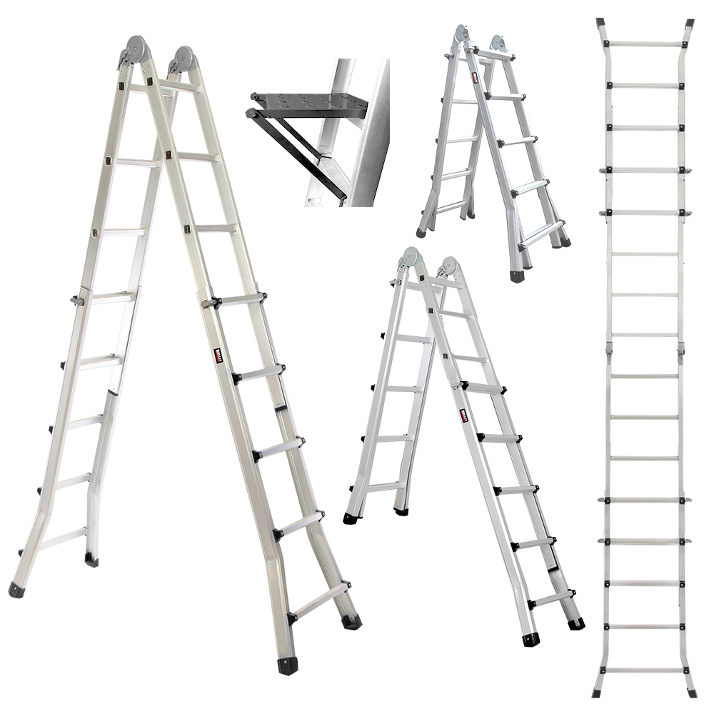 Bullet 5.1m Folding Aluminium Multipurpose Ladder with Platform