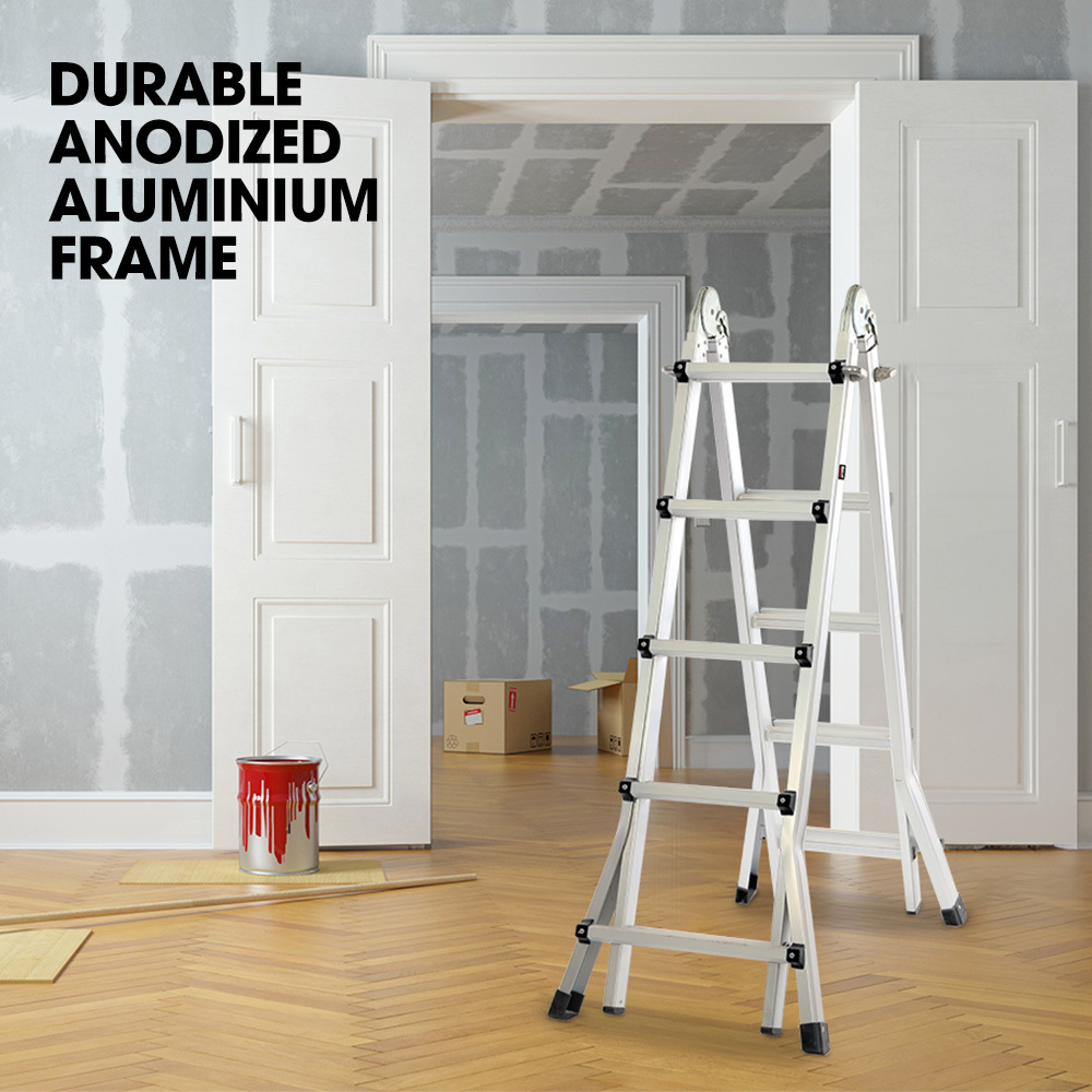 Bullet 5.1m Folding Aluminium Multipurpose Ladder with Platform - Image 3
