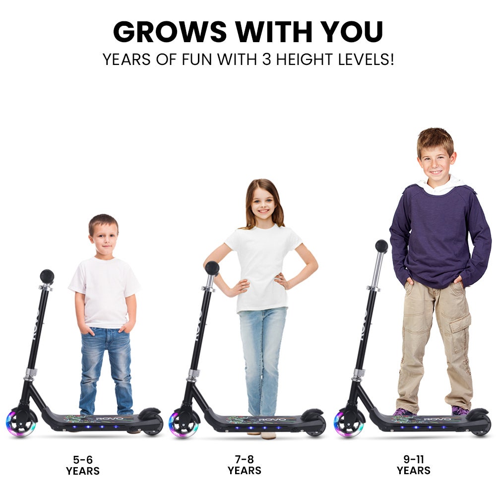 Rovo Kids WhizKid Electric Scooter Ages 5-11 Adjustable Height Lithium Battery Black - Image 3