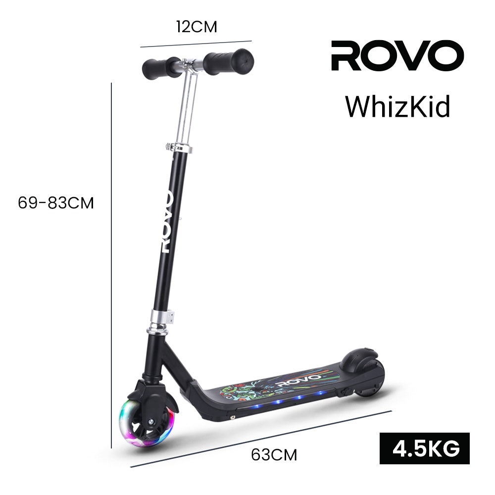 Rovo Kids WhizKid Electric Scooter Ages 5-11 Adjustable Height Lithium Battery Black - Image 9