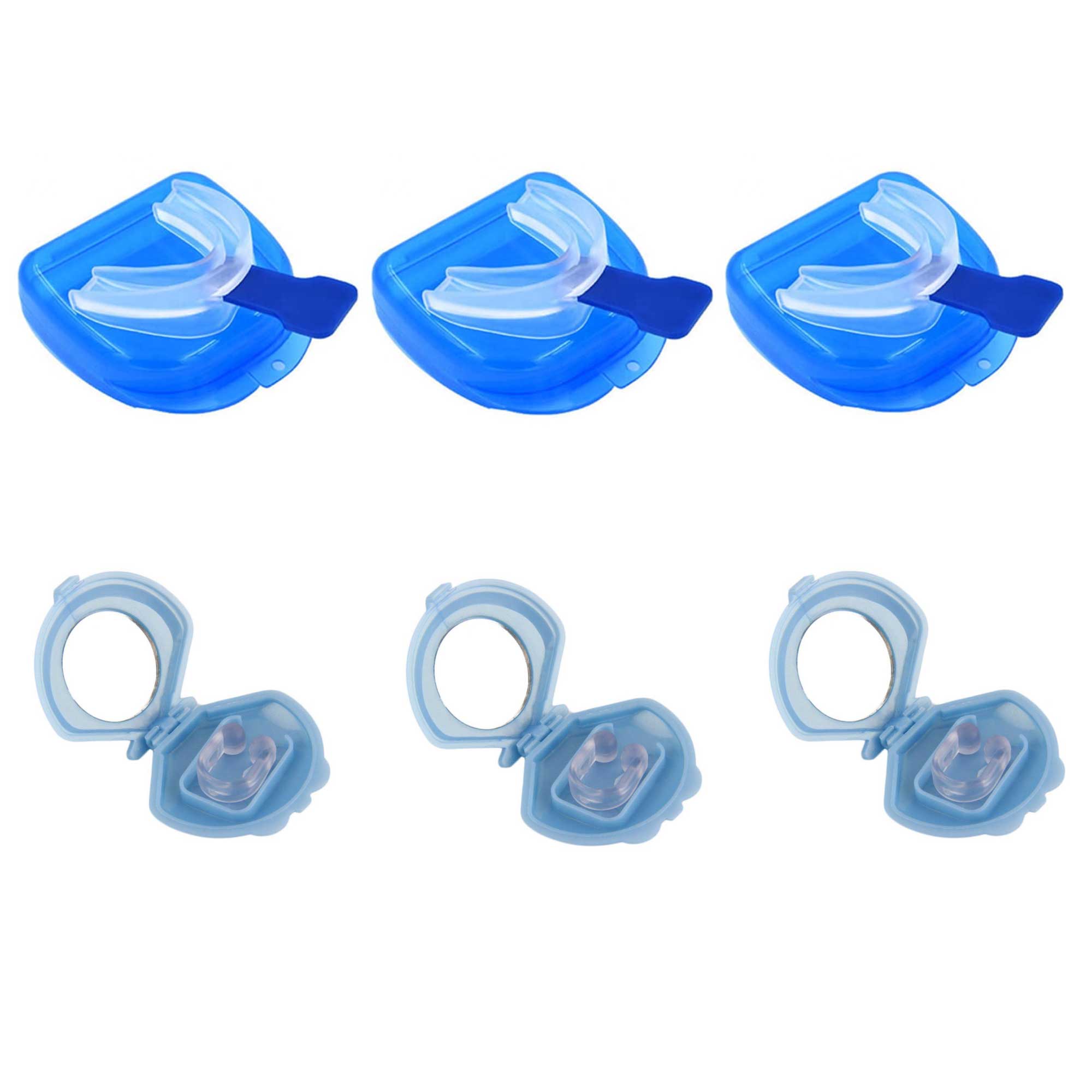 3x Mouthguard + 3x Nose Clip Anti-Snoring Aid - Sleeping & Breathing Device