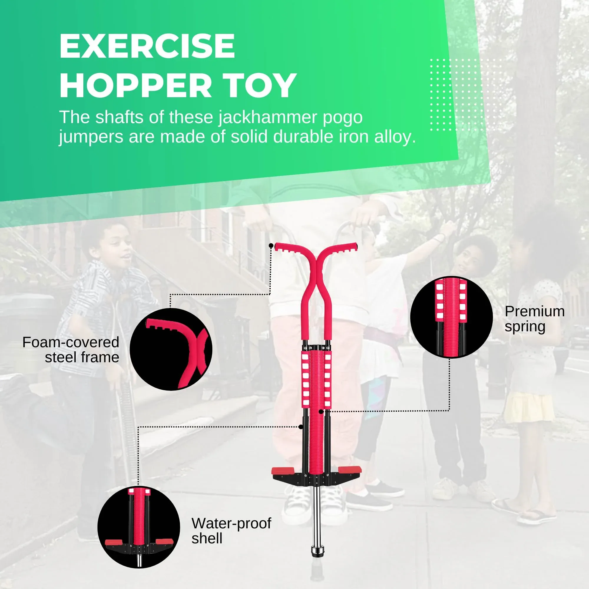 Social Hike Kids Jumping Pogo Stick - Red - Image 4