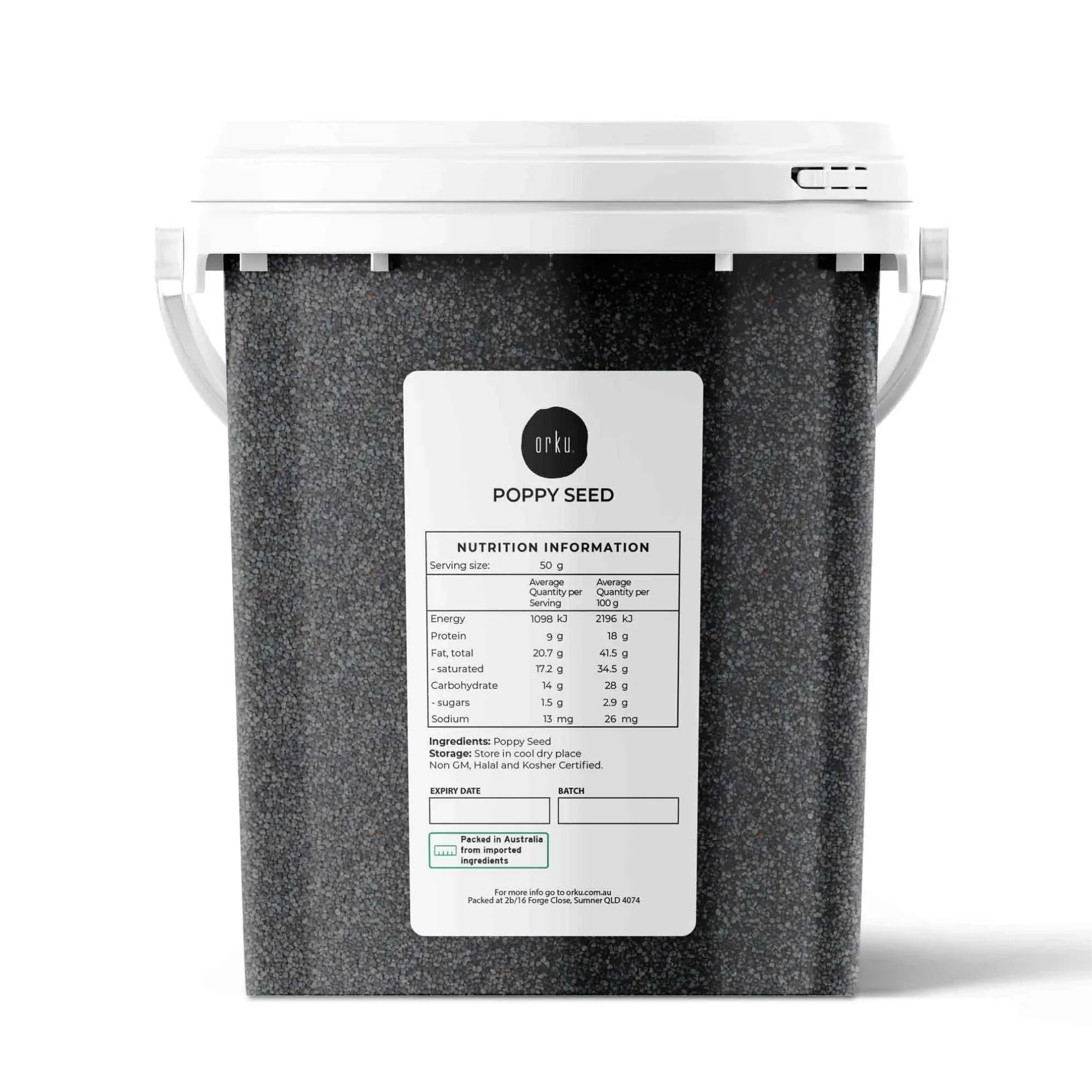 Orku 800g Poppy Seeds Unwashed Bucket - Papaver Somniferum for Baking