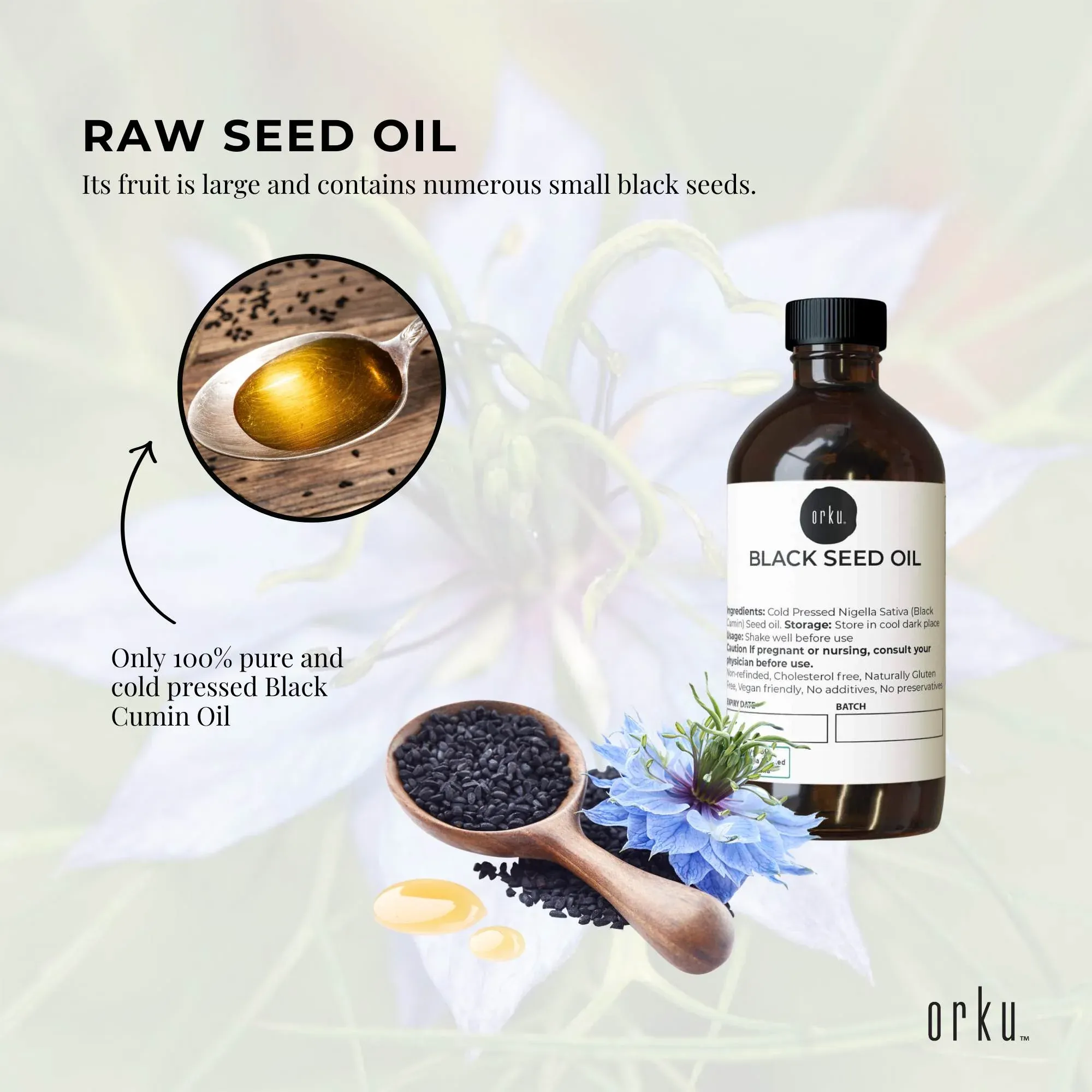Orku 100ml Pure Black Seed Oil Cold Pressed 100% Ethiopian Nigella Sativa Cumin - Image 4
