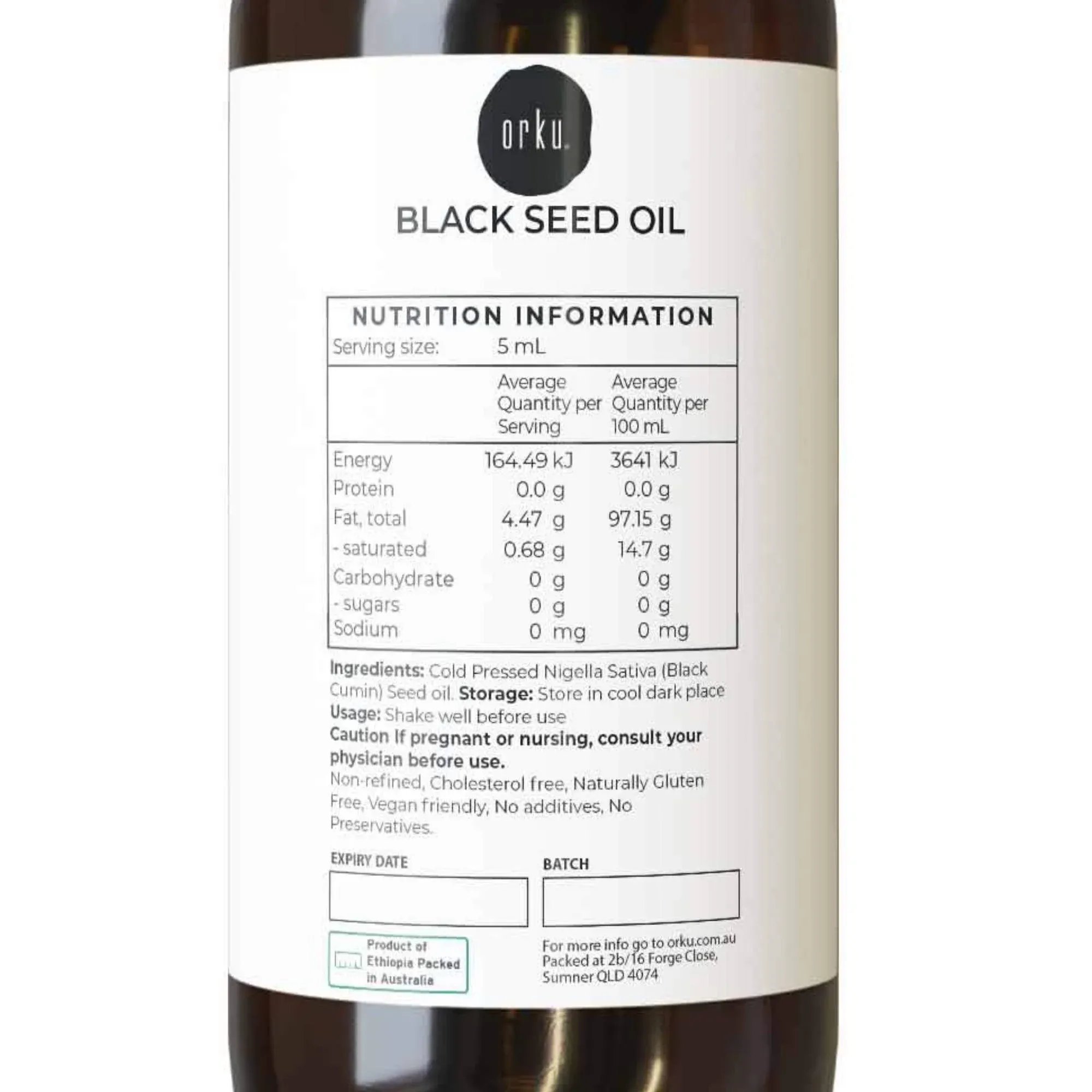 Orku 100ml Pure Black Seed Oil Cold Pressed 100% Ethiopian Nigella Sativa Cumin - Image 8