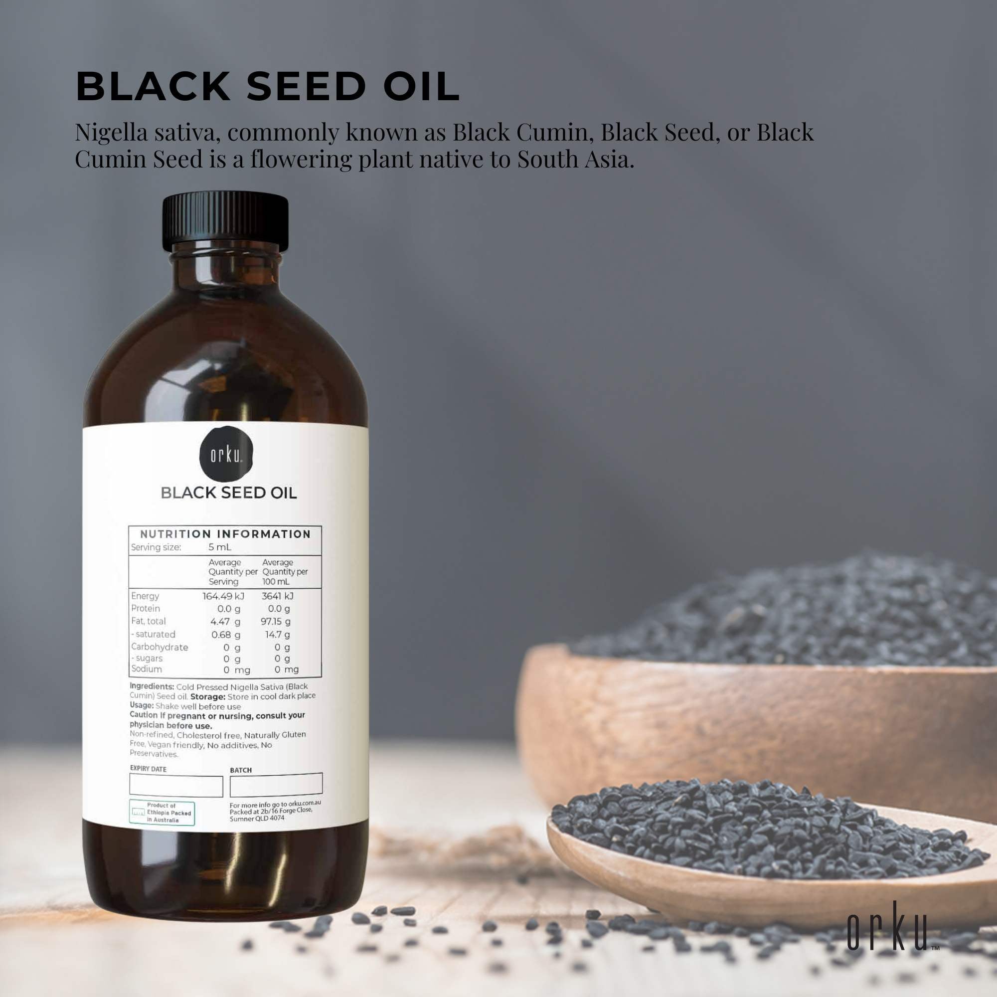 Orku 500ml Pure Black Seed Oil Cold Pressed 100% Ethiopian Nigella Sativa Cumin - Image 2