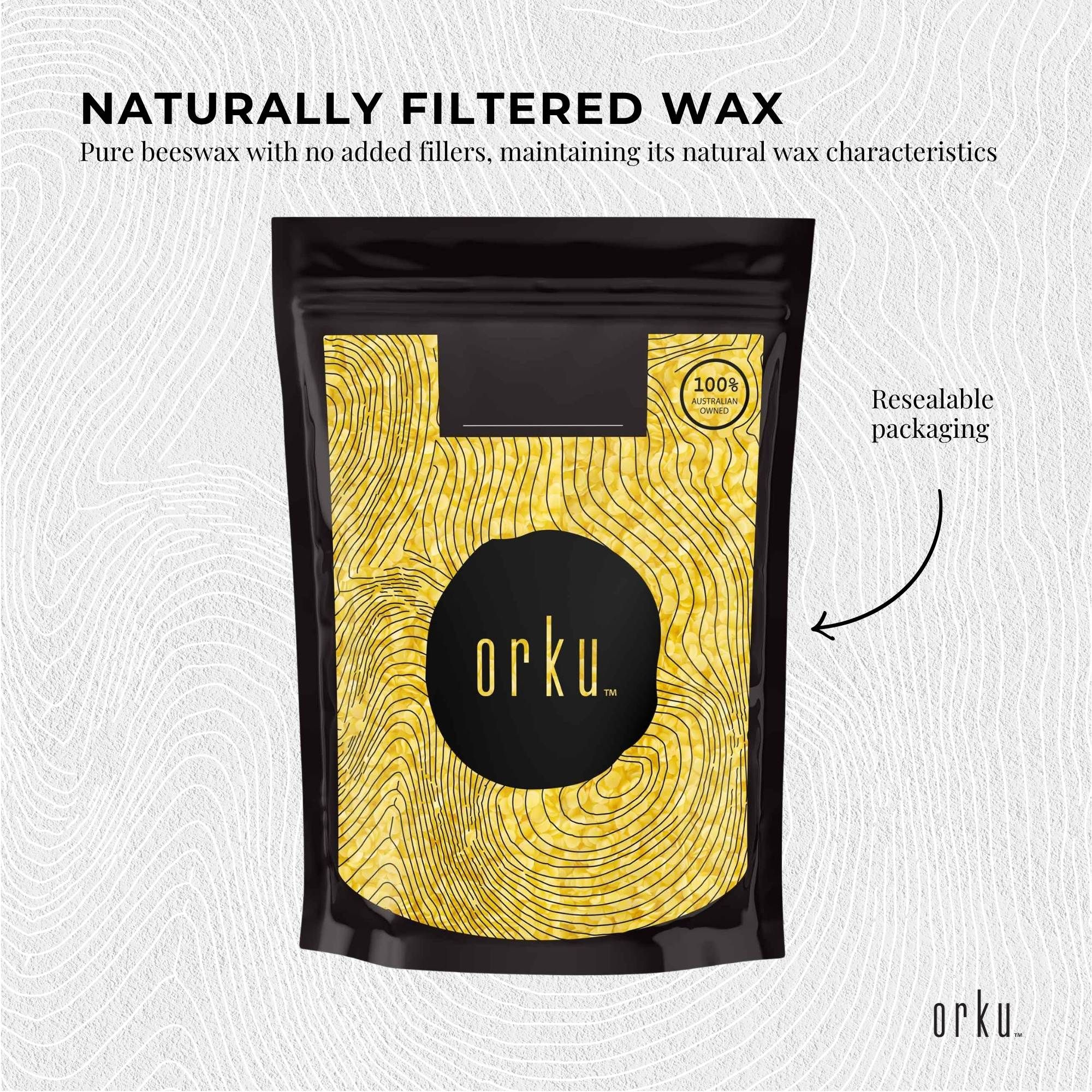 Orku 100g Organic Beeswax Pellets Yellow - Cosmetic Grade Pure Beeswax Pastilles - Image 4